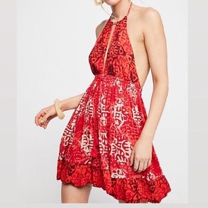 Free People Beach Day Mini Dress Red Open Back